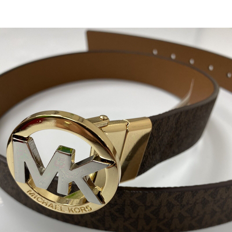 Michael Kors Signature Monogram Twist MK Logo Reversible Belt, Black To  Brown, XL 
