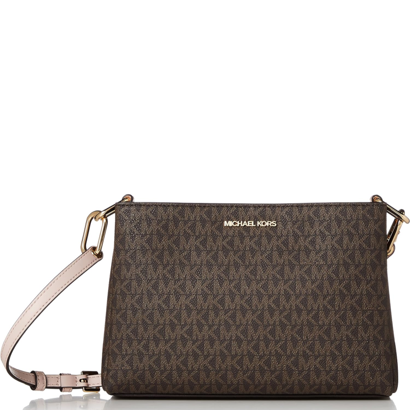 MICHAEL KORS TRISHA MEDIUM LOGO CROSSBODY BAG 35H1G9TC8B POWDER BLUSH