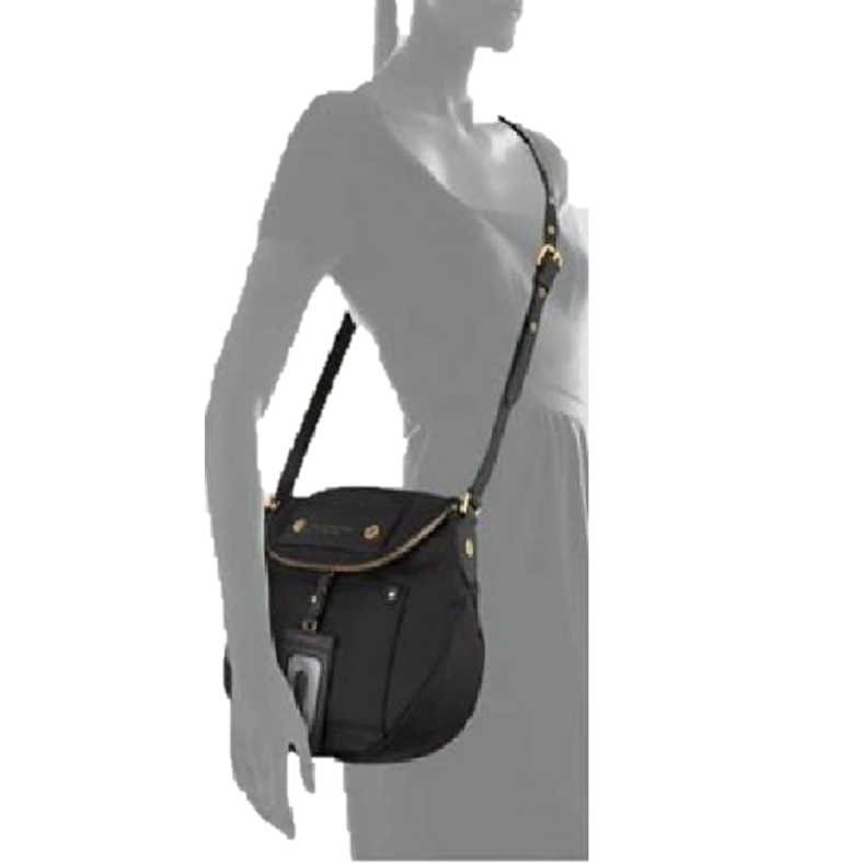 MARC JACOBS PREPPY NYLON NATASHA CROSSBODY BAG LARGE M0014625 BLACK cadysdeluxe