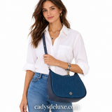 KATE SPADE KAYLA DENIM FABRIC LARGE SHOULDER HOBO BAG  KK082 BLUE