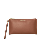 MICHAEL KORS JET SET TRAVEL LARGE PEBBLED LEATHER WRISTLET CLUTCH 35S4GTVW3L BROWN