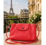 LONGCHAMP LE PLIAGE CUIR 1061 757 OBA87 MINI CROSSBODY FULL LEATHER RED