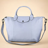 LONGCHAMP FULL LEATHER  TOTE SHOULDER BAG 1515 LIGHT BLUE MEDIUM LARGE