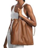 MICHAEL KORS MATILDA LARGE CINCH TOTE BAG 35T6SMTT9V DRAWSTRING BROWN