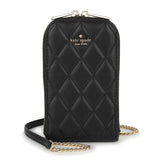 KATE SPADE CAREY QUILTED NORTH SOUTH PHONE CROSSBODY BAG BLACK KC597