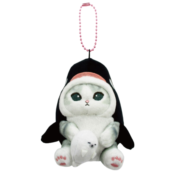 MOFUSAND FROM JAPAN KILLER WHALE ORCA CAT NYAN SOFT PLUSH VIBRATION PULL KEYCHAIN DOLL