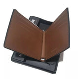 MICHAEL KORS MEN'S JET SET BIFOLD BLACK CANVAS SLIM WALLET BOXED 86F5SANF50 EMBOSSED BROWN