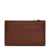 COACH ZIP CARD CASE DARK BROWN C4280 FULL LEATHER