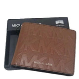 MICHAEL KORS MEN'S JET SET BIFOLD BLACK CANVAS SLIM WALLET BOXED 86F5SANF50 EMBOSSED BROWN