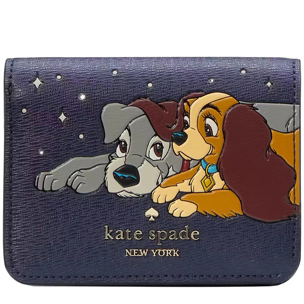 KATE SPADE NEW YORK DISNEY X KATE SPADE NEW YORK LADY AND THE TRAMP SMALL BIFOLD WALLET PARISIAN NAVY MULTI KH619