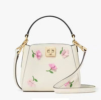 KATE SPADE PHOEBE FLORAL APPLIQUE MINI TOP HANDLE IN OFF WHITE KK139