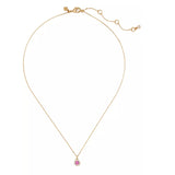 KATE SPADE YOU'RE A GEM PAVE HALO PENDANT NECKLACE IN FUCHSIA KM136