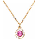 KATE SPADE YOU'RE A GEM PAVE HALO PENDANT NECKLACE IN FUCHSIA KM136