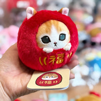MOFUSAND DARUMA MEOW PALM-SIZED PLUSH RED WITH BELL INSIDE