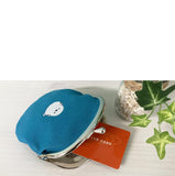 KINAGANI SHIMAENAGA BIRD  MADE IN JAPAN KISS LOCK COIN POUCH WALLET TEAL BLUE Embroidery