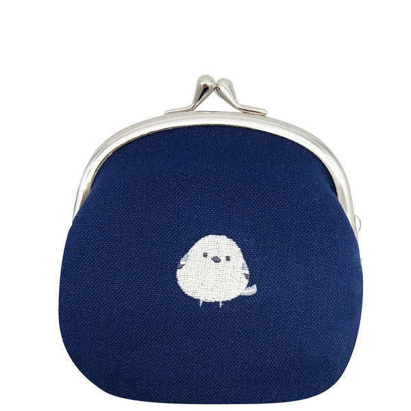 KINAGANI SHIMAENAGA BIRD  MADE IN JAPAN KISS LOCK COIN POUCH WALLET NAVY BLUE