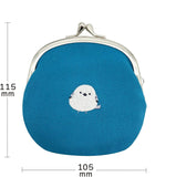 KINAGANI SHIMAENAGA BIRD  MADE IN JAPAN KISS LOCK COIN POUCH WALLET TEAL BLUE Embroidery