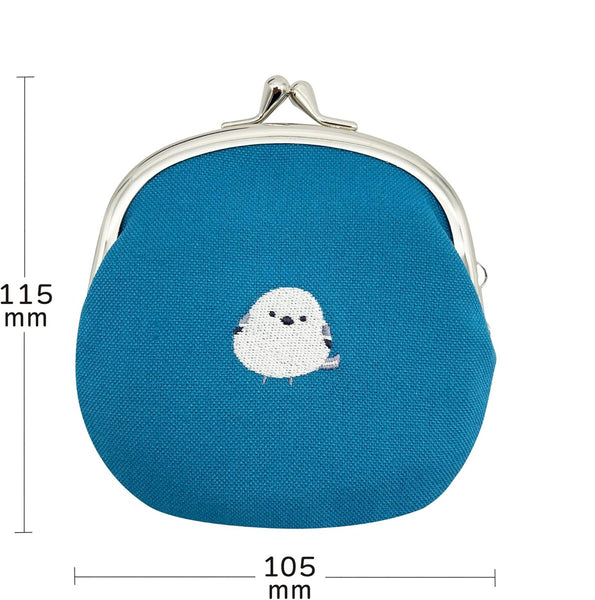 KINAGANI SHIMAENAGA BIRD  MADE IN JAPAN KISS LOCK COIN POUCH WALLET TEAL BLUE Embroidery