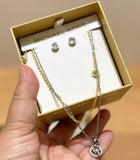 MICHAEL KORS MKJ8440SET DOUBLE LAYERED NECKLACE & STUD EARRINGS GIFT SET BOX