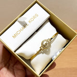 MICHAEL KORS MK LOGO GOLD-TONE BANGLE BRACELET - MKJX6519710