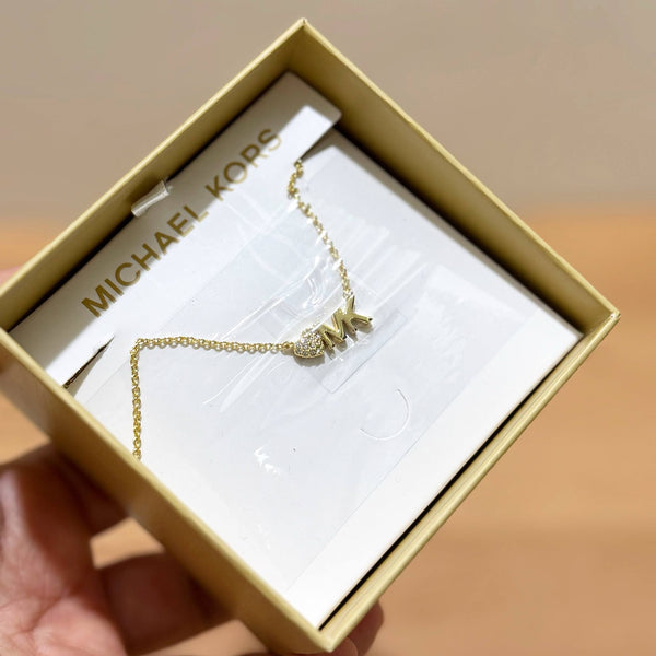 MICHAEL KORS GOLD-TONE BRASS PENDANT NECKLACE MKJX8024710 BOX