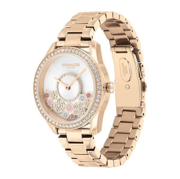COACH LADIES PRESTON WATCH 14503776 ROSE GOLD Swarovski CRYSTAL ROTATING