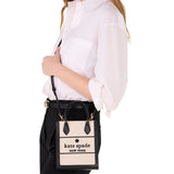 KATE SPADE CROSSBODY ELLIE CANVAS MINI TOTE BLACK MULTI KK235