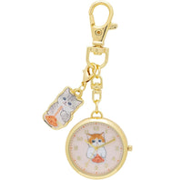 MOFUSAND FROM JAPAN WOMEN'S POCKET WATCH, ANALOG KEY CHAIN WATCH NODDLE ORANGE