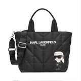 KARL LAGERFELD PARIS VOYAGE LOGO NYLON MEDIUM  BLACK QUILTED LH6AE4CX