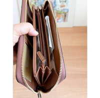 MICHAEL KORS OUTLET JET SET LARGE STUDDED PATCHWORK AND SIGNATURE LOGO CONTINENTAL WALLET 35T5STVE7B BROWN MULTI