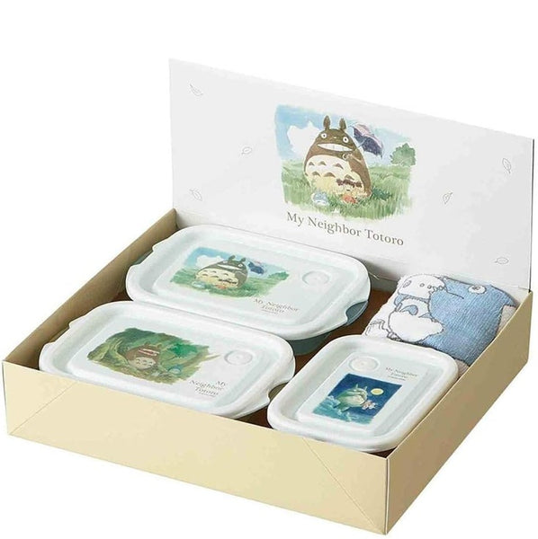MY NEIGHBOR TOTORO  STUDIO GHIBLI GIFT SET 4PCS FOOD CONTAINER &  TOWEL BOX
