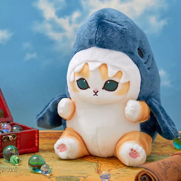 MOFUSAND FROM JAPAN POTETAMA PLUSH TOY, SHARK CAT, BEIGE LARGE