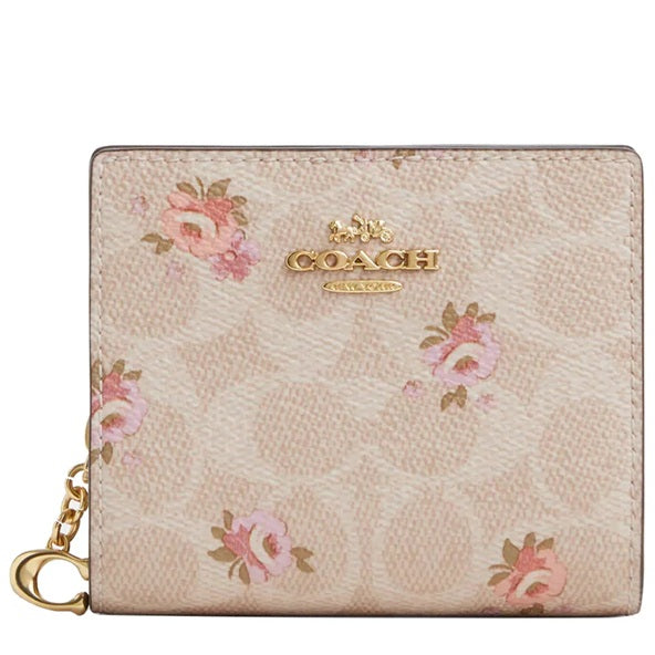 COACH SNAP WALLET IN SIGNATURE CANVAS WITH FLORAL PRINT IN SAND MULTI CAR14