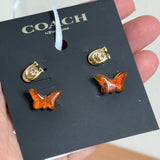 COACH BUTTERFLY STUD EARRINGS GOLDEN 2 SETS C9457