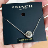 COACH OPEN CIRCLE SLIDER  BANGLE BRACELET ANKLET F67072 SILVER
