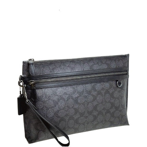 COACH CARRYALL POUCH IN SIGNATURE CANVAS CY985 BLACK CHARCOAL