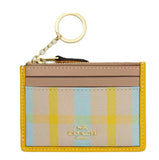 COACH MINI SKINNY ID CASE WITH PLAID PRINT - BRIGHT MAIZE MULTI CBL88