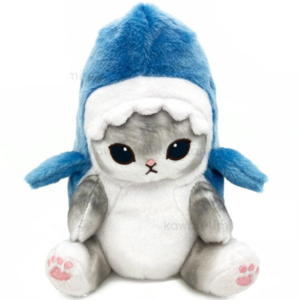 MOFUSAND FROM JAPAN POTETAMA PLUSH TOY, SHARK CAT, BEIGE LARGE GREY