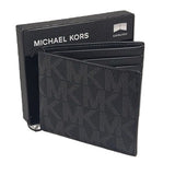 MICHAEL KORS MEN'S JET SET BIFOLD BLACK CANVAS SLIM WALLET 86F5SMNF5B BOXED