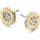 MICHAEL KORS LOGO CRYSTAL PAVE CENTER EARRINGS STUDS GOLD TONE MKJ3351710
