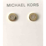 MICHAEL KORS LOGO CRYSTAL PAVE CENTER EARRINGS STUDS GOLD TONE MKJ3351710