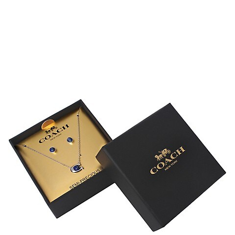 BOXED COACH SIGNATURE C NECKLACE & EARRINGS JEWELLERY SET 376340RHO400