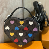 COACH CP022 HEART SIGNATURE HEART PRINT LEATHER CROSSBODY BAG