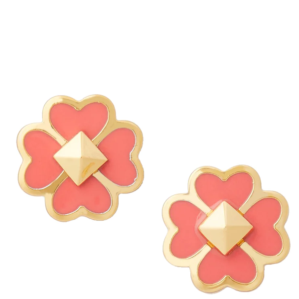 KATE SPADE SPADES & STUDS ENAMEL STUDS EARRINGS IN PEACH NECTAR O0R00218