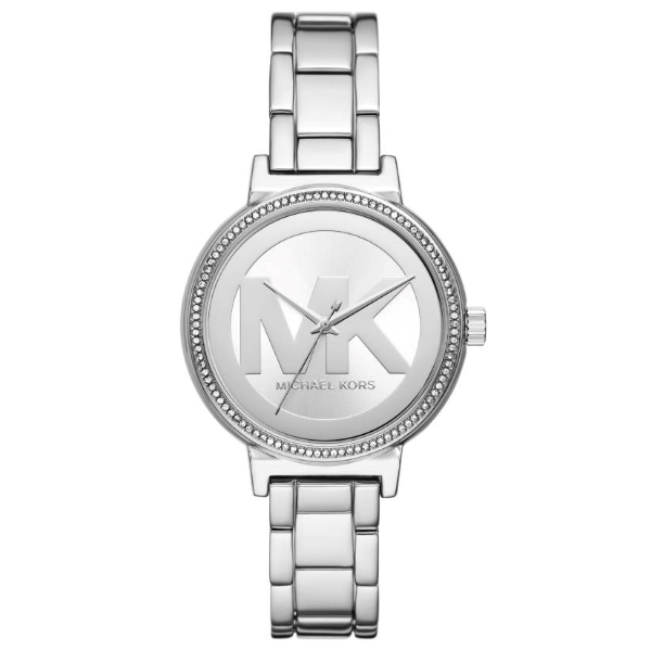 MICHAEL KORS BOXED SOFIE THREE-HAND SILVER-TONE STAINLESS STEEL WATCH MKO1053 36MM
