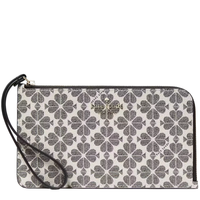 KATE SPADE LUCY FLOWER FLORAL LARGE L-ZIP WRISTLET IN BLACK MULTI KG487