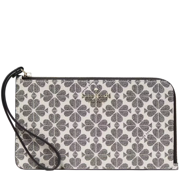 KATE SPADE LUCY FLOWER FLORAL LARGE L-ZIP WRISTLET IN BLACK MULTI KG487