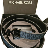 MICHAEL KORS SIGNATURE LOGO CARD CASE AND BELT GIFT SET BLUE/BLACK 36S4LGFY6B