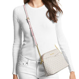 MICHAEL KORS JET SET TRAVEL MEDIUM DOME CROSSBODY 35F1GTVC6B VANILLA PINK SIGNATURE