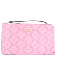 KATE SPADE LUCY SPADE FLOWER FLORAL MEDIUM L-ZIP WRISTLET IN PARISIAN ROSE MULTI KG487